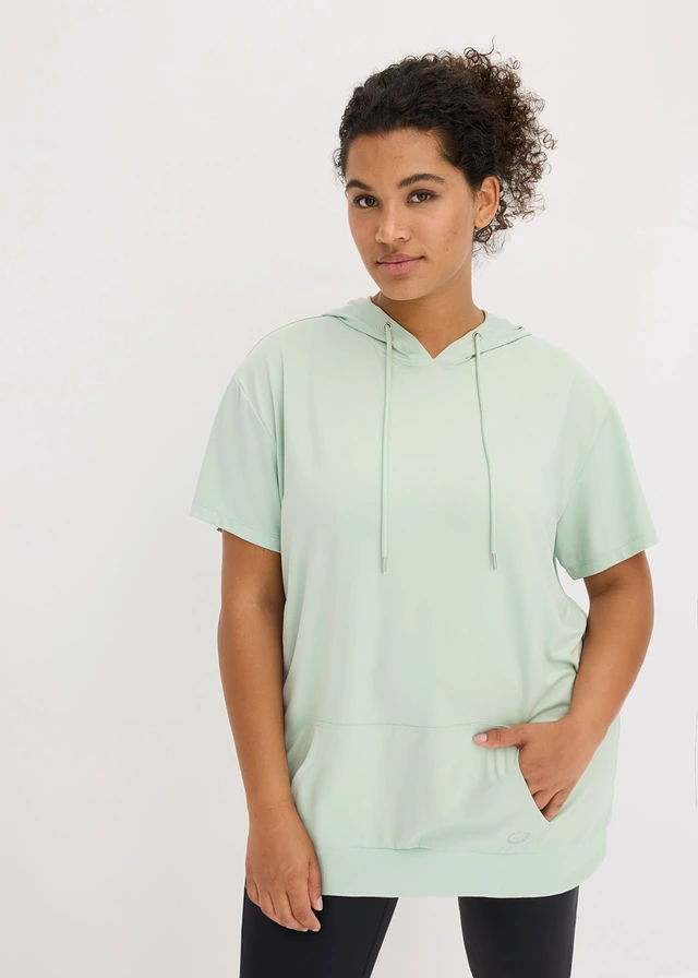 T-shirt de sport oversize avec capuche, séchage rapide, Couleur: roseau clair
