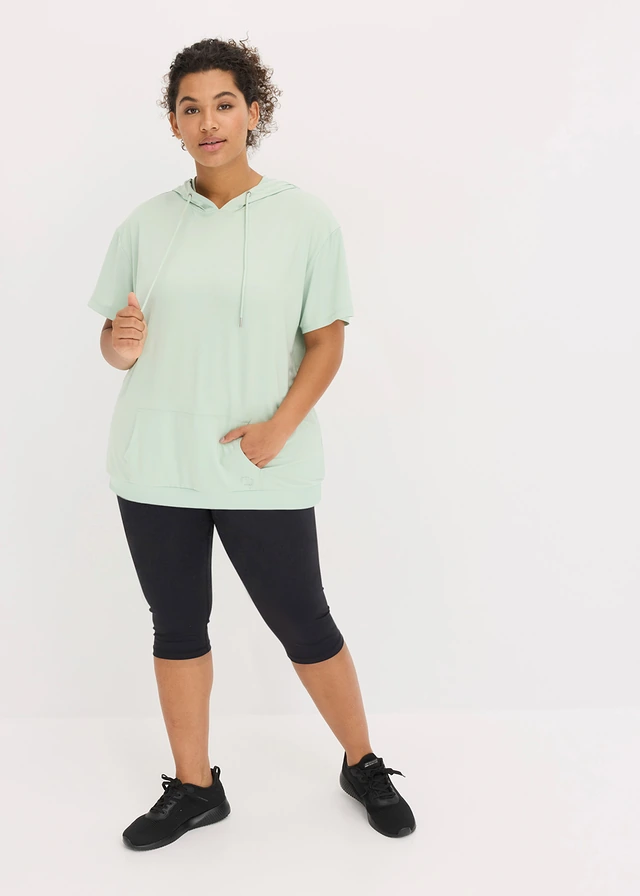 T-shirt de sport oversize avec capuche, séchage rapide, Couleur: roseau clair