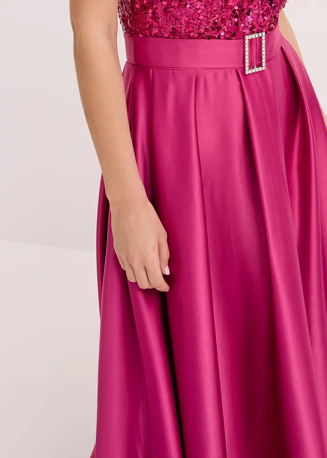 Robe de soirée en satin brillant et sequins • rose fuchsia • product-page.page-title-suffix