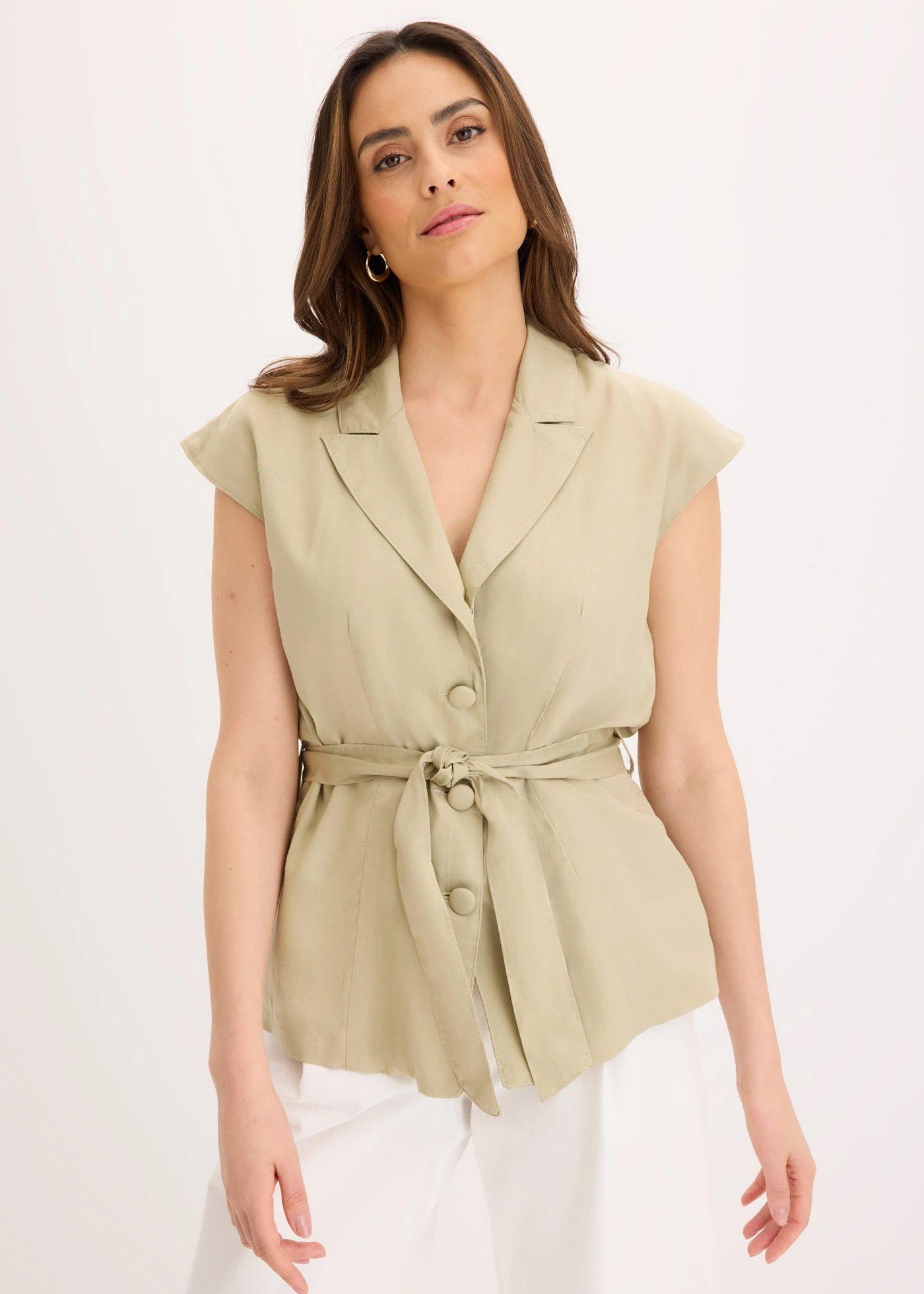 Mouwloze blazer van lyocell • lichtbruin • bonprix online shop