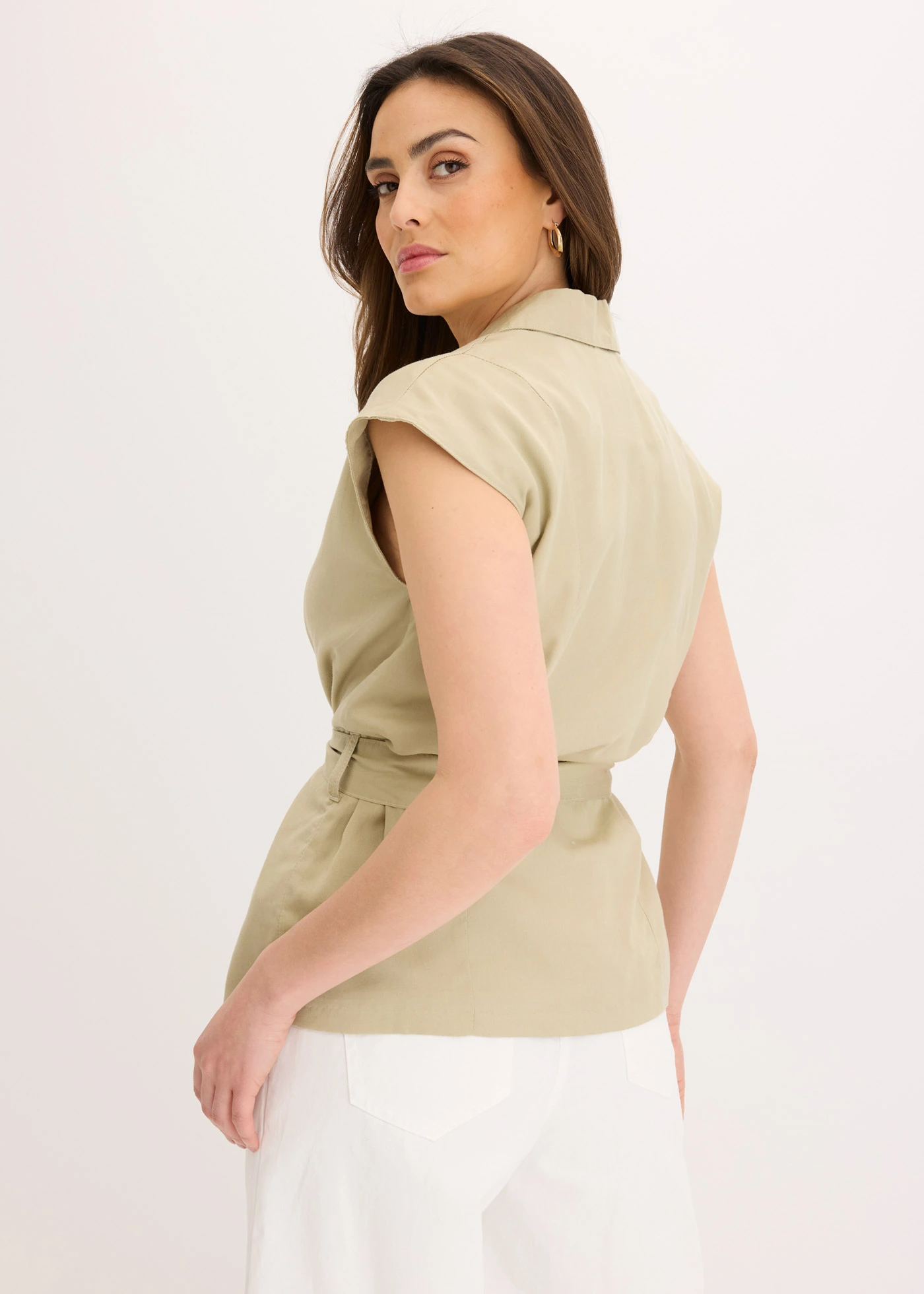 Mouwloze blazer van lyocell • lichtbruin • bonprix online shop