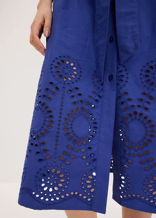 Overhemdjurk met broderie anglaise • saffierblauw • product-page.page-title-suffix