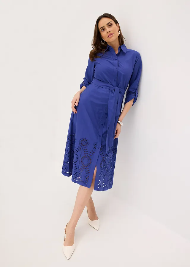 Overhemdjurk met broderie anglaise • saffierblauw • product-page.page-title-suffix
