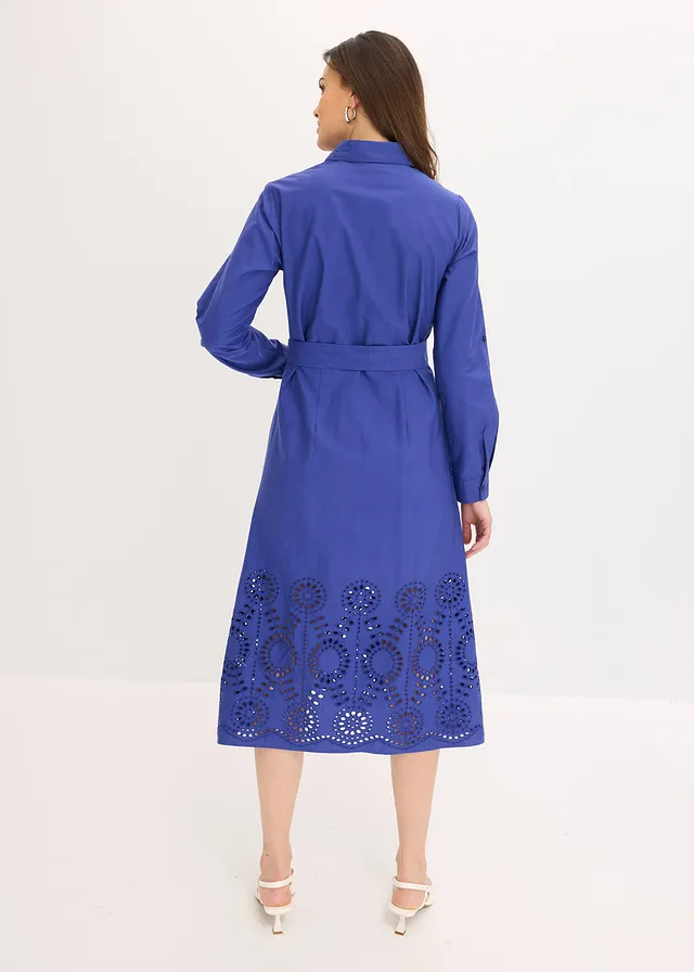 Robe-chemise avec broderies anglaises • bleu saphir • product-page.page-title-suffix