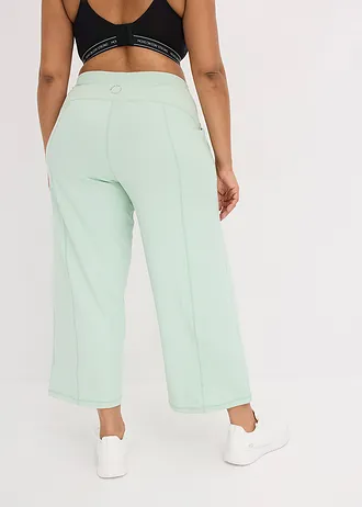 Comfort capri sportbroek met wijde pijpen, sneldrogend, Kleur: lichtrietgroen