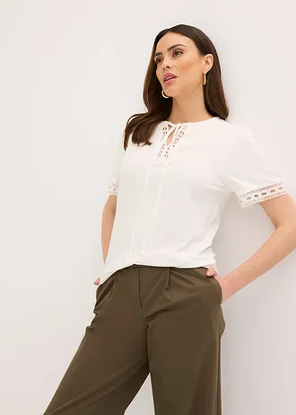 Shirt tuniek met kanten lint • wolwit • bonprix online shop