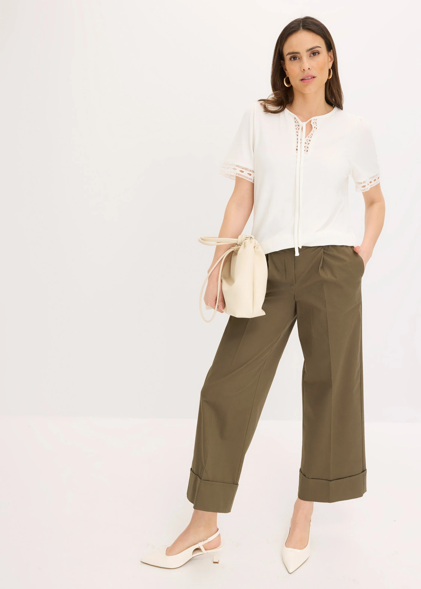 Shirt tuniek met kanten lint • wolwit • bonprix online shop