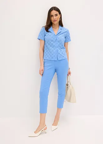 7/8 broek van bengaline, Kleur: middenblauw