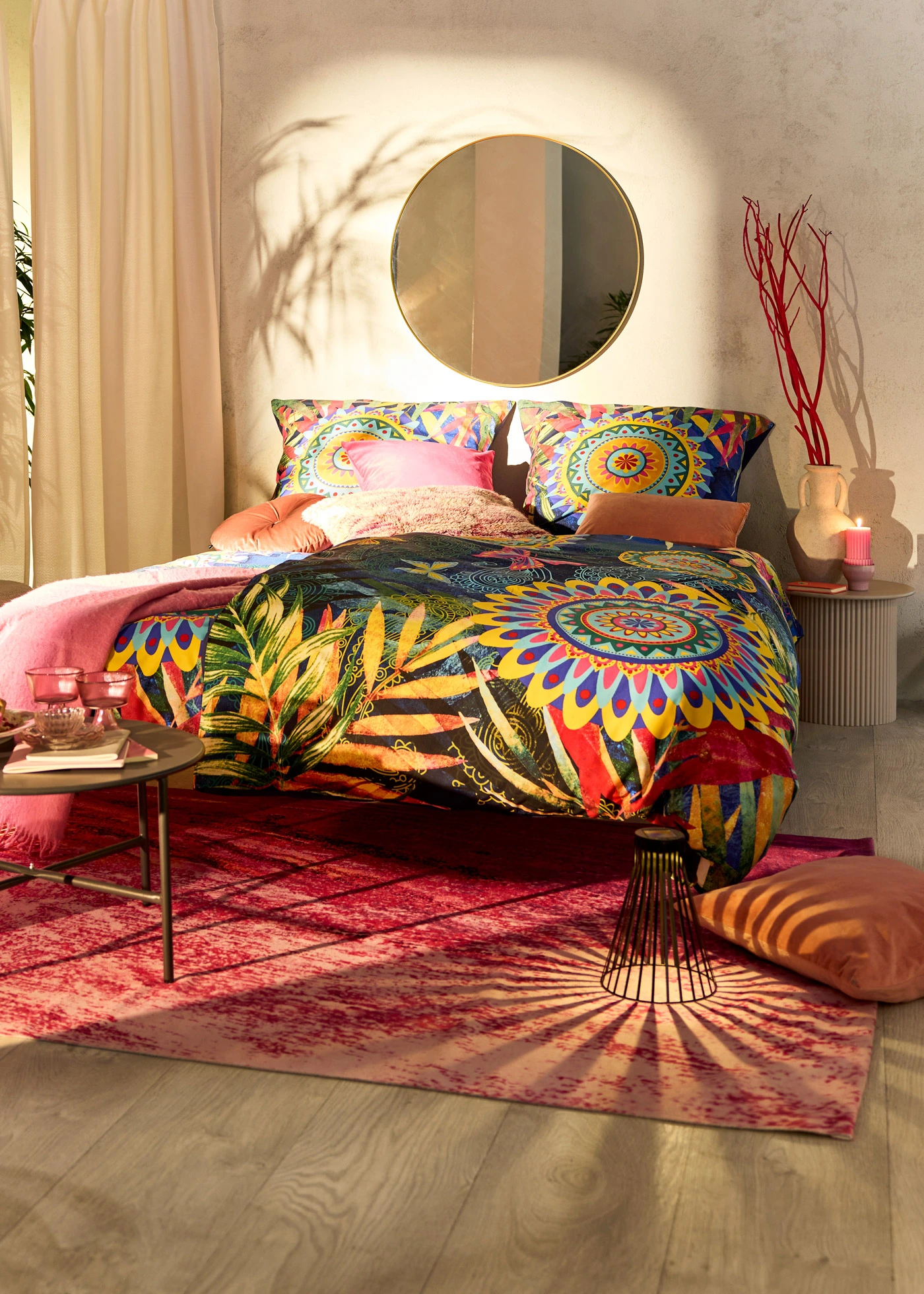 Dubbelzijdig dekbedovertrek met ornamenten • donkerblauw-multicolor • bonprix online shop