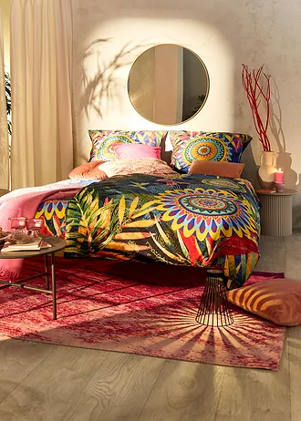 Dubbelzijdig dekbedovertrek met ornamenten • donkerblauw-multicolor • bonprix online shop