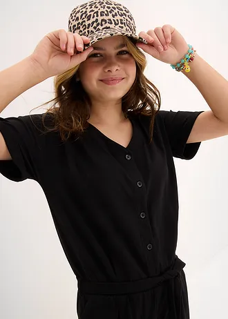 Dżersejowy kombinezon z bawełny organicznej • czarny • sklep bonprix