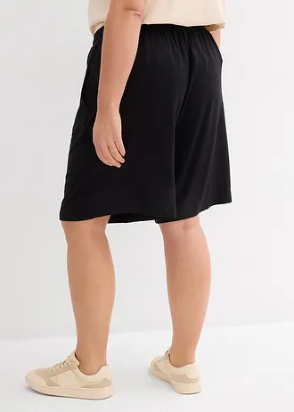 Jersey bermuda van soepele viscose, Kleur: zwart