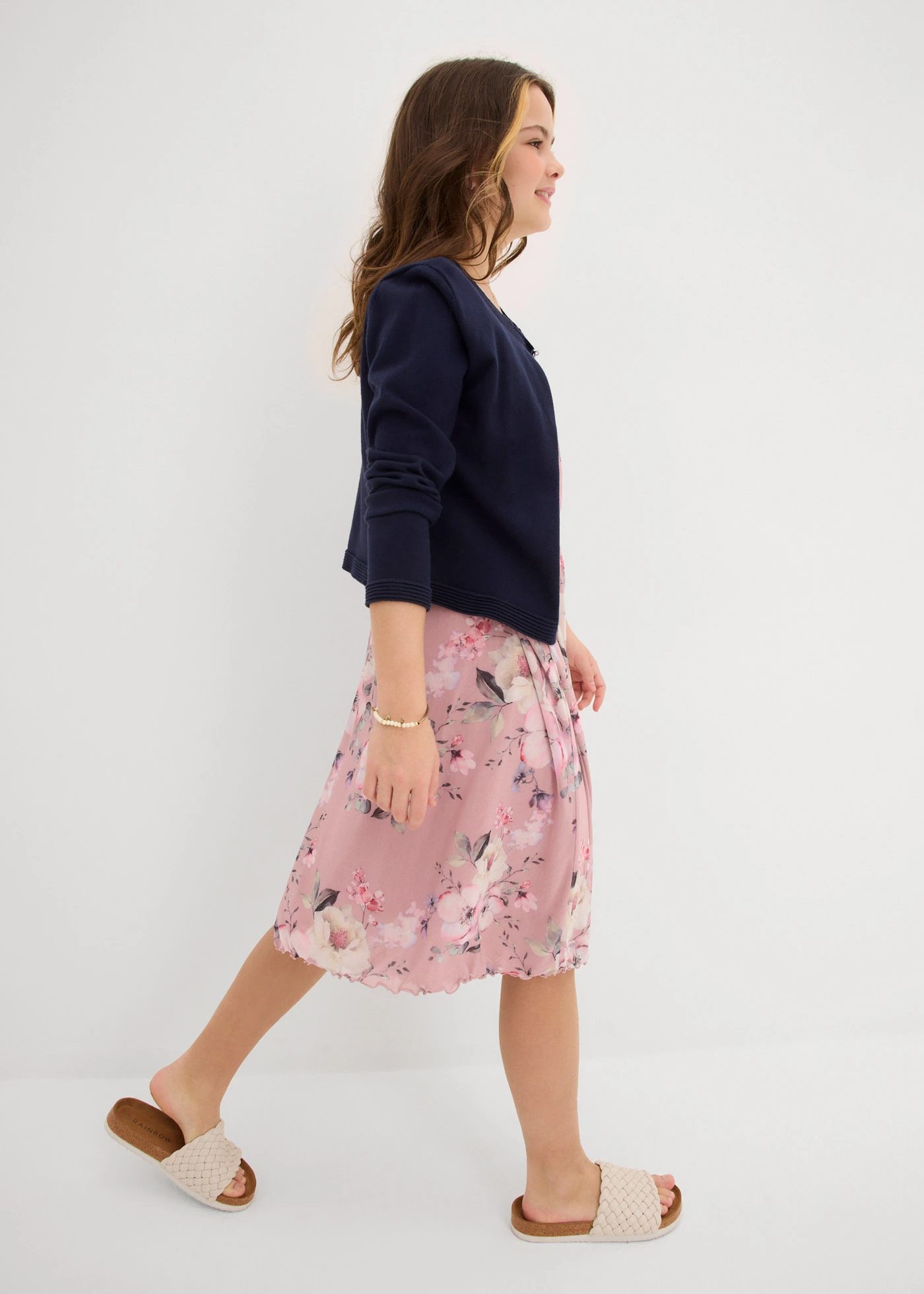 Robe entièrement imprimée en mesh aérien • rose cendré floral • Boutique bonprix