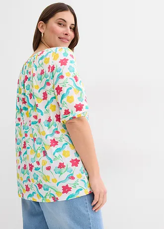 Shirt z bawełny organicznej, kolor: biały w kwiaty