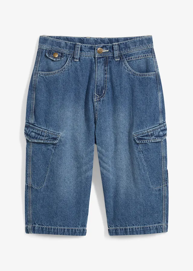 Jeans bermuda van puur katoen, loose fit
