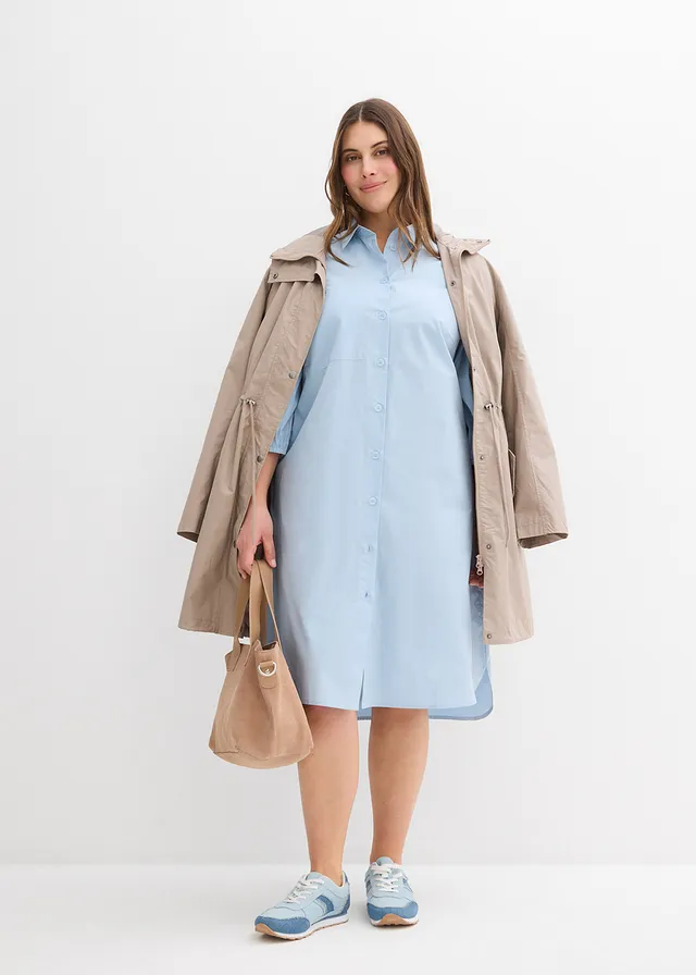 Robe-chemise légère en coton, Couleur: bleu clair