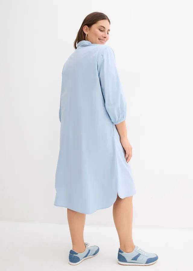 Robe-chemise légère en coton, Couleur: bleu clair