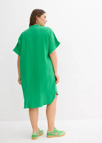 Košilové šaty z čisté bavlny, barva: luční zelená