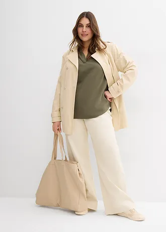 Halenka s krátkým rukávem, z pevné viskózové směsi, barva: tmavě olivová