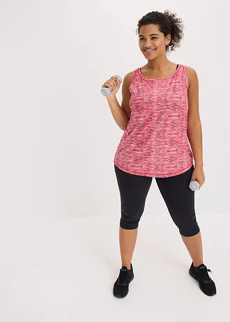 Funkční top s vykrojeným zadním dílem, rychleschnoucí, barva: rajská pink-černá