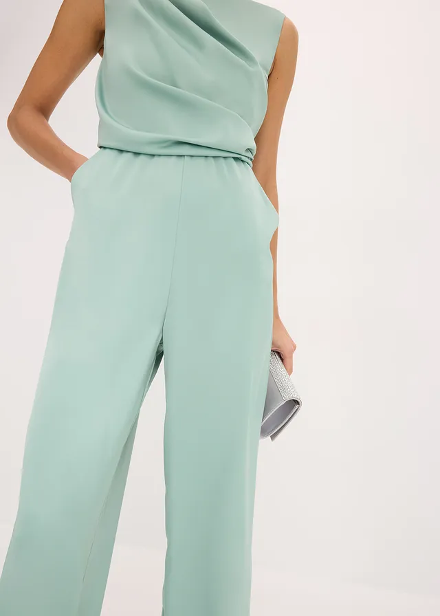Salopetă din satin lucios • verde pastel • magazin bonprix