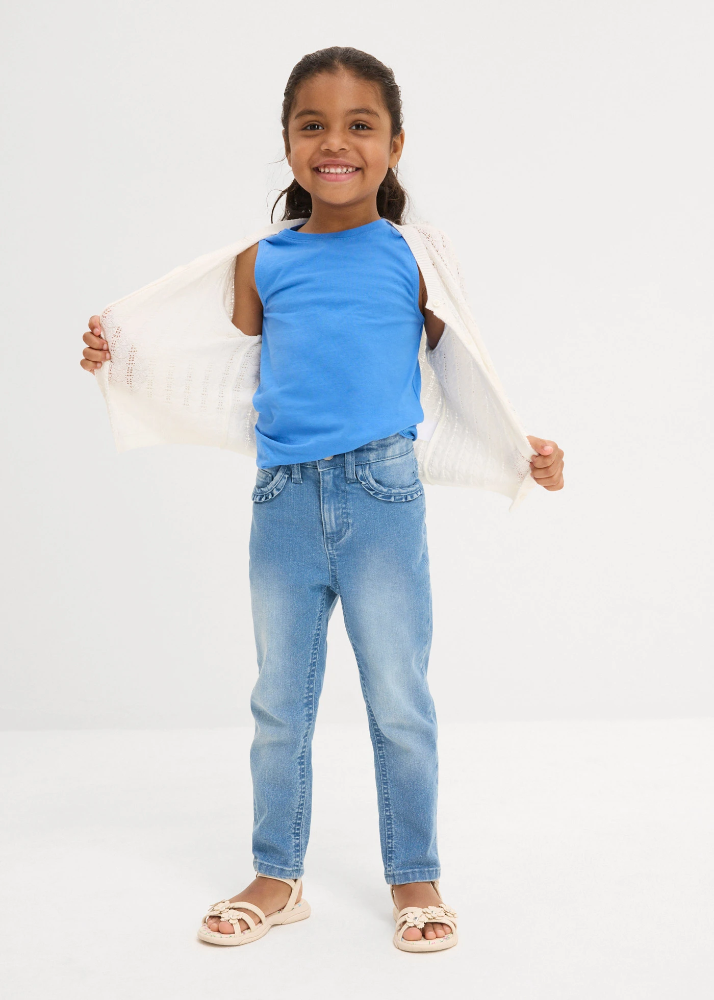 Top van puur biologisch katoen ( set van 3) • gletsjerblauw+natuurbeige+donkerblauw • bonprix online shop