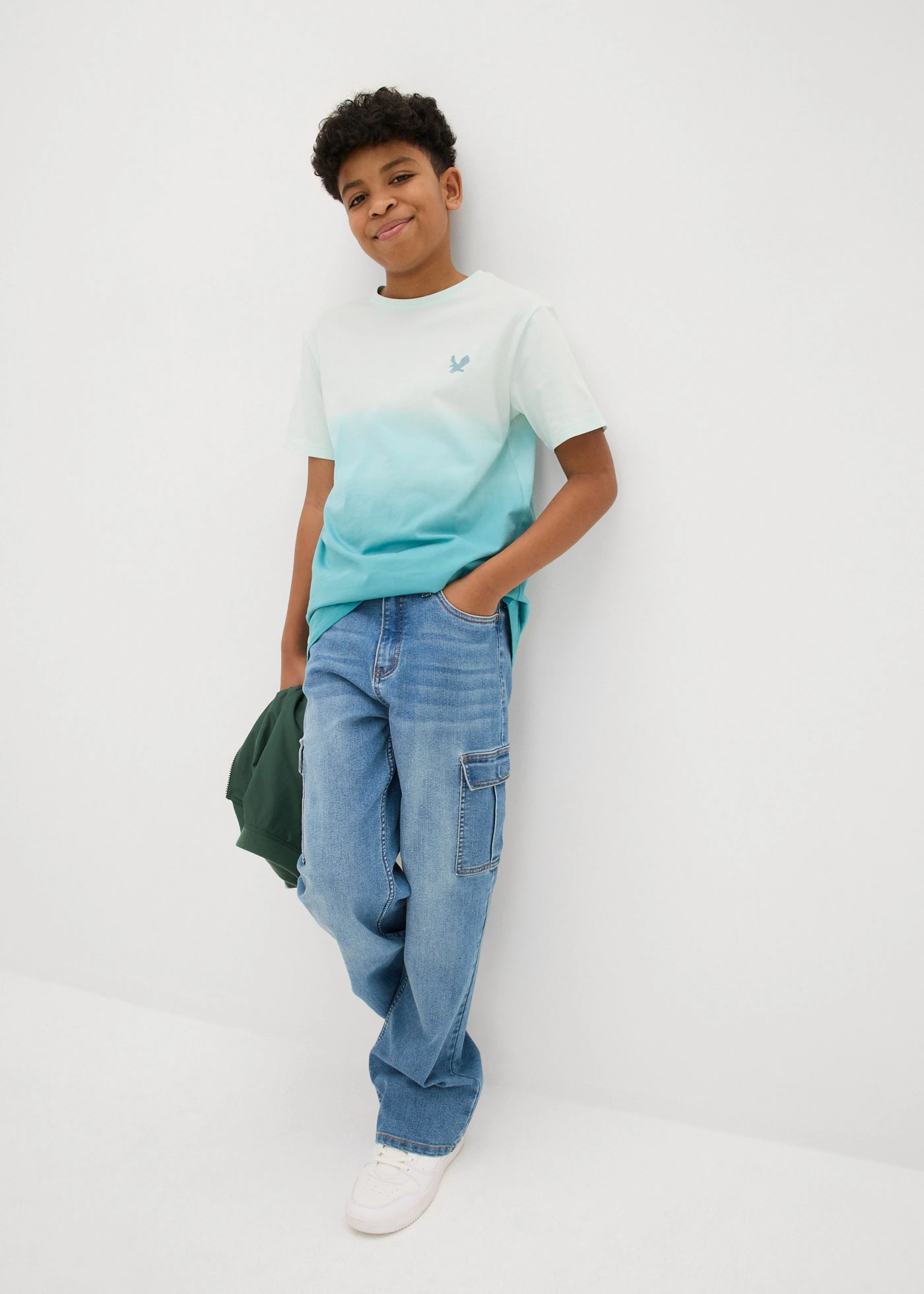 Jongens T-shirt van biologisch katoen met kleurverloop • pastelmint/zeegroen • bonprix online shop