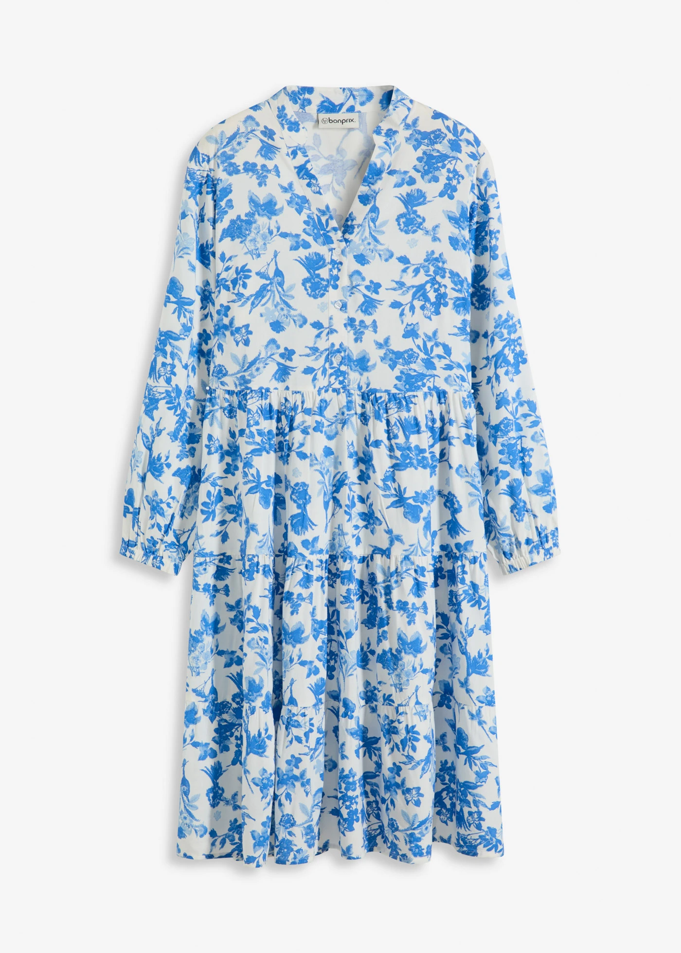 Robe-tunique en viscose fluide • bleu glacier/bleu clair/écru floral • Boutique bonprix