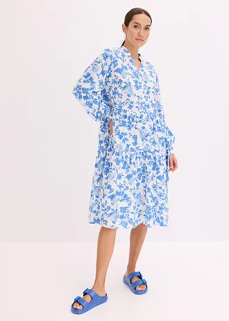 Robe-tunique en viscose fluide • bleu glacier/bleu clair/écru floral • Boutique bonprix