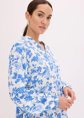 Robe-tunique en viscose fluide • bleu glacier/bleu clair/écru floral • Boutique bonprix