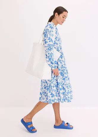 Robe-tunique en viscose fluide • bleu glacier/bleu clair/écru floral • Boutique bonprix