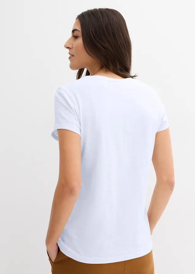 T-shirt van puur biologisch katoen ( set van 2), Kleur: donkerblauw/wit
