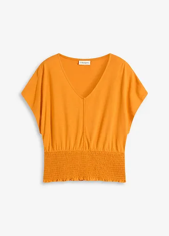 Shirt met gesmokte zoom