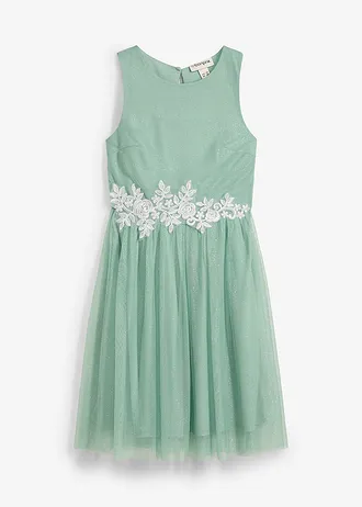 Midi jurk met kant, Kleur: pastelgroen