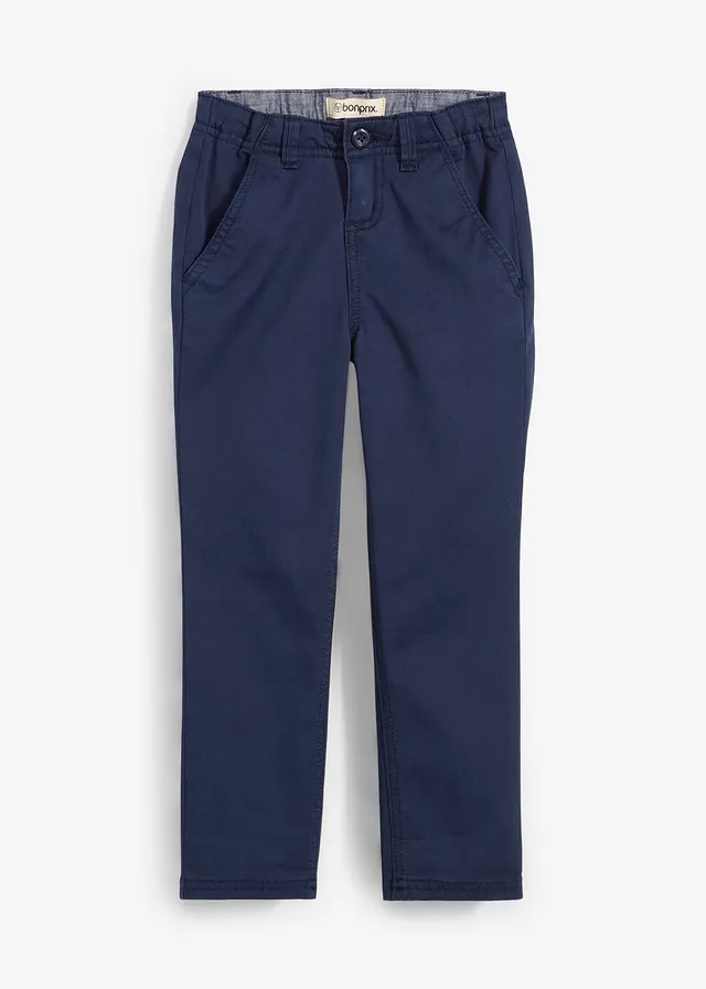 Slim Fit chino broek met verstelbare band, straight, Kleur: donkerblauw