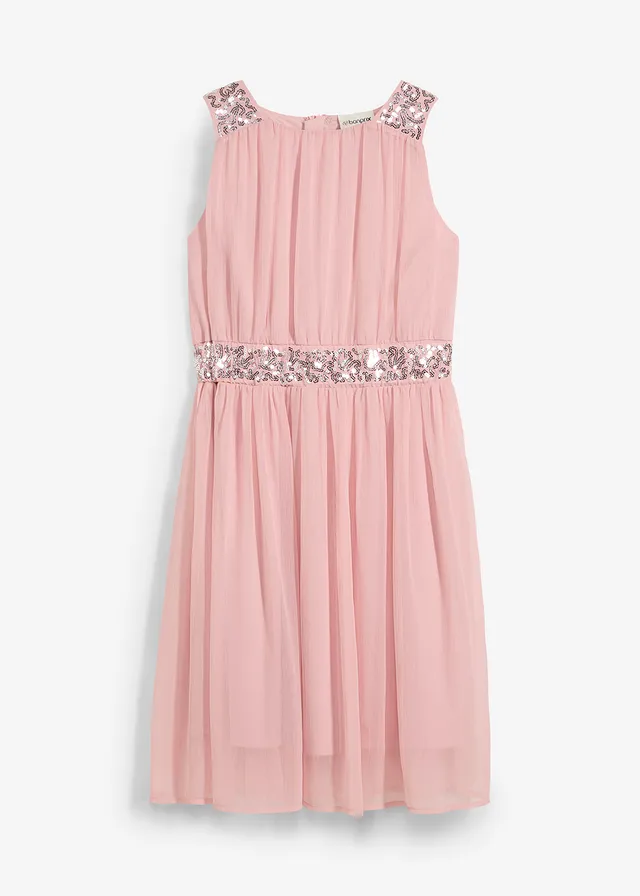 Šifonové šaty s flitrovým páskem • růžová • bonprix obchod