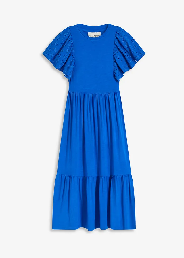 Džersejové šaty s dierkovanou výšivkou, z jemného viskózového mixu