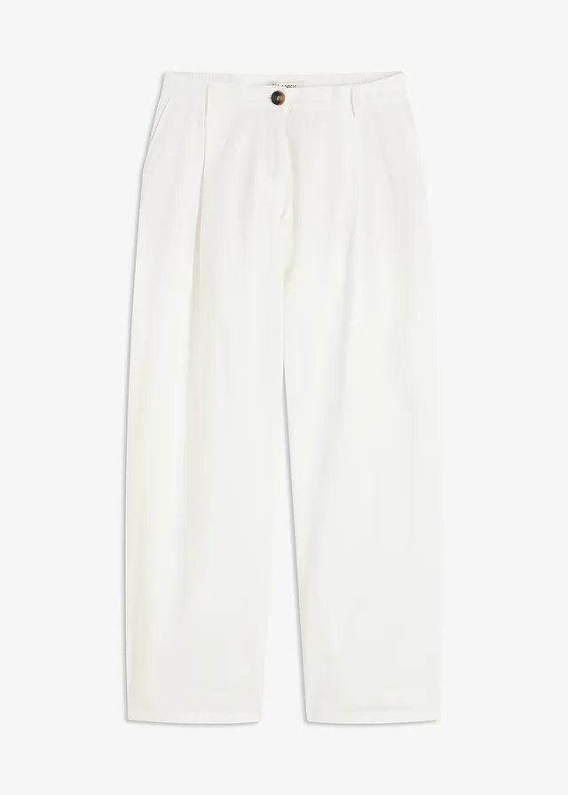 Pantaloni din twill de bumbac cu pense