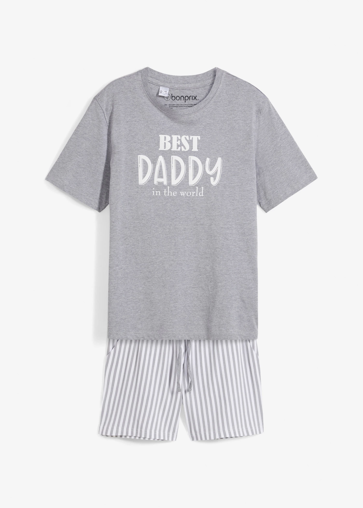 Pijama scurtă • gri melanj/alb dungat • magazin bonprix