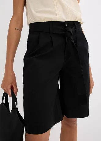 Short en twill avec ceinture à nouer • noir • Boutique bonprix