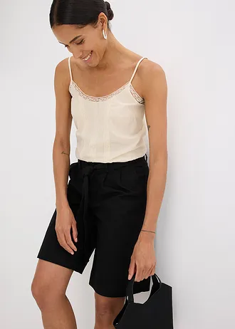 Twill short met ceintuur • zwart • bonprix online shop