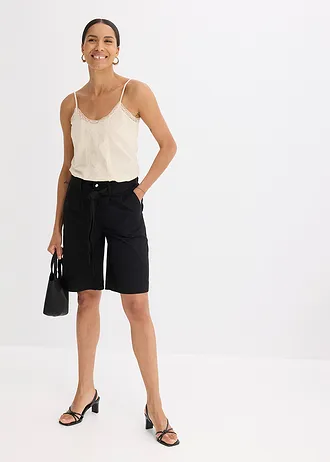 Short en twill avec ceinture à nouer • noir • Boutique bonprix