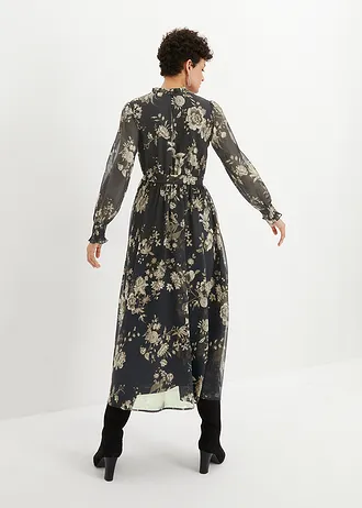 Robe en mousseline • noir/roseau mat floral • Boutique bonprix