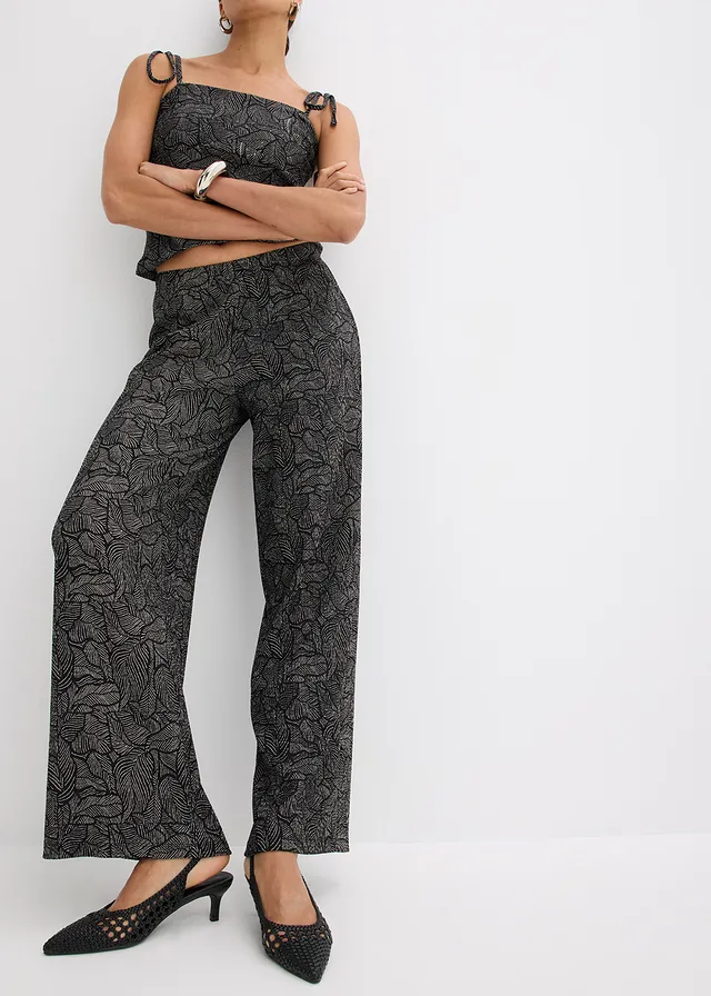 Pantalon en jersey crêpe texturé • noir/blanc • product-page.page-title-suffix
