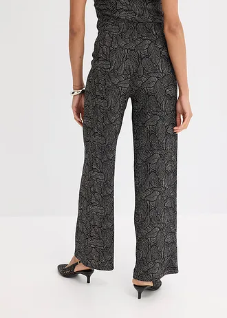 Jersey broek van gestructureerde crêpe, Kleur: zwart/wit