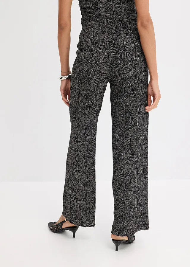 Jersey broek van gestructureerde crêpe • zwart/wit • product-page.page-title-suffix