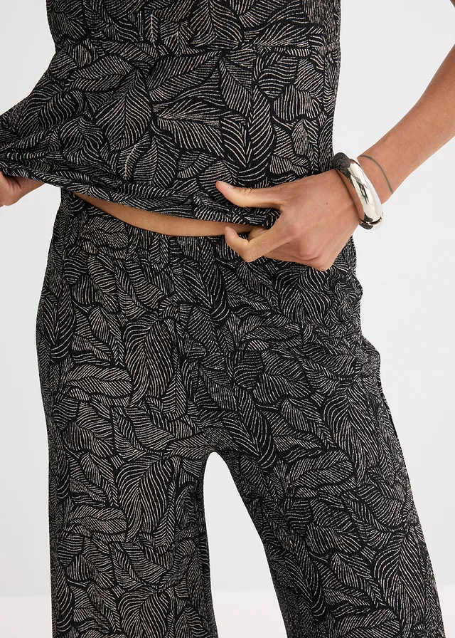 Jersey broek van gestructureerde crêpe • zwart/wit • product-page.page-title-suffix