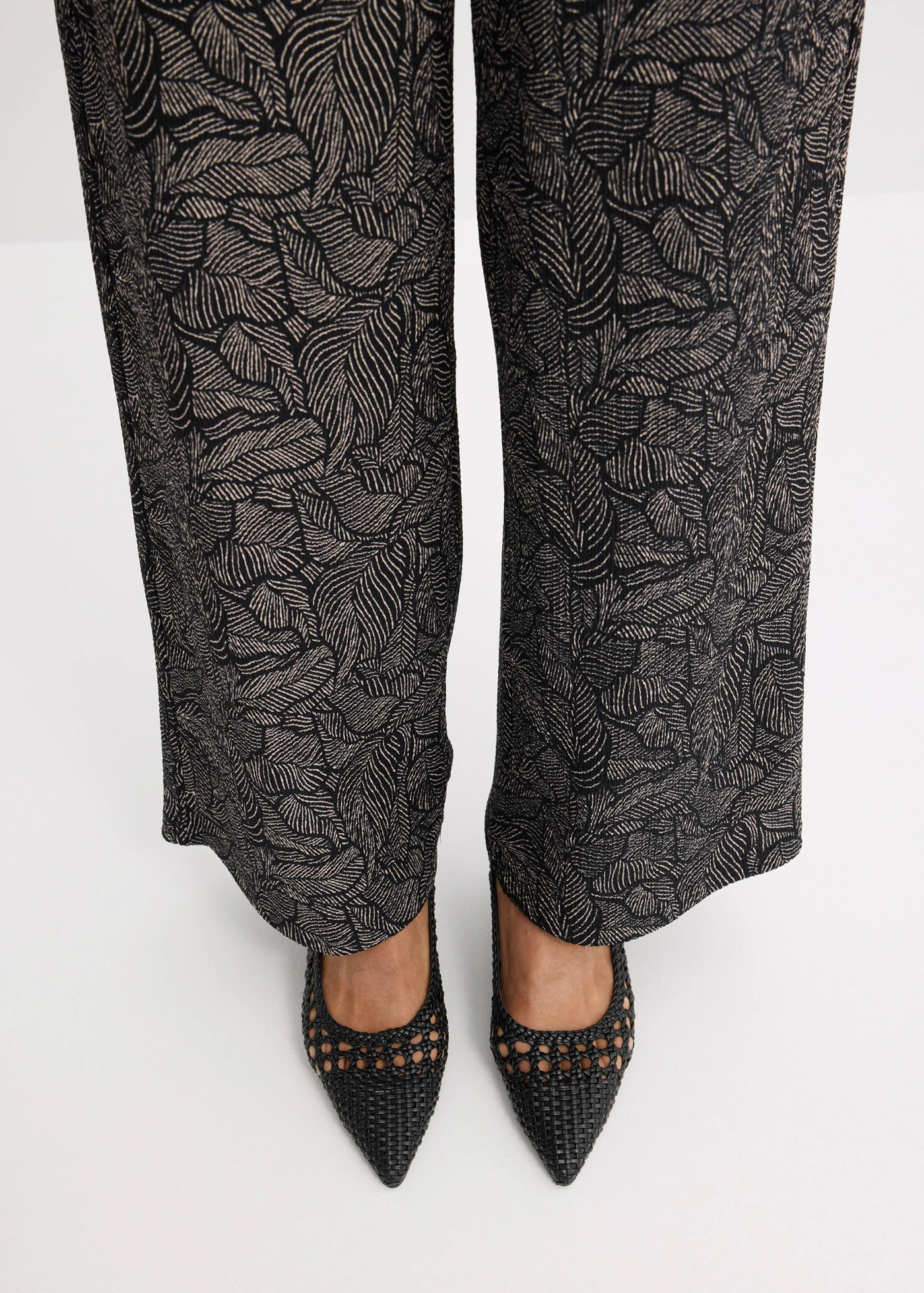 Jersey broek van gestructureerde crêpe • zwart/wit • bonprix online shop