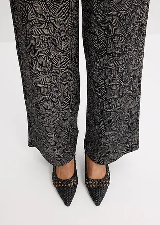 Jersey broek van gestructureerde crêpe • zwart/wit • bonprix online shop