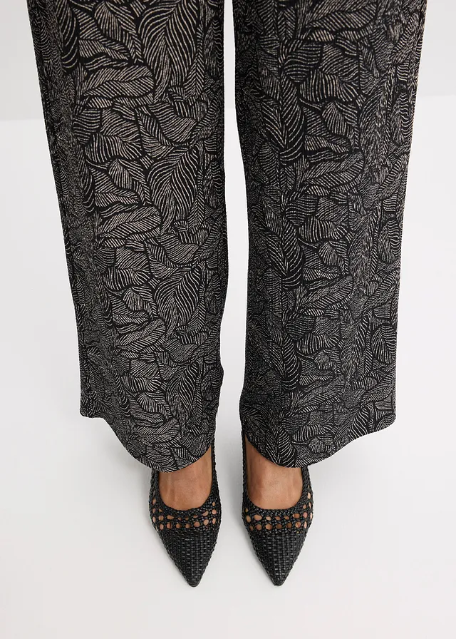 Jersey broek van gestructureerde crêpe • zwart/wit • product-page.page-title-suffix